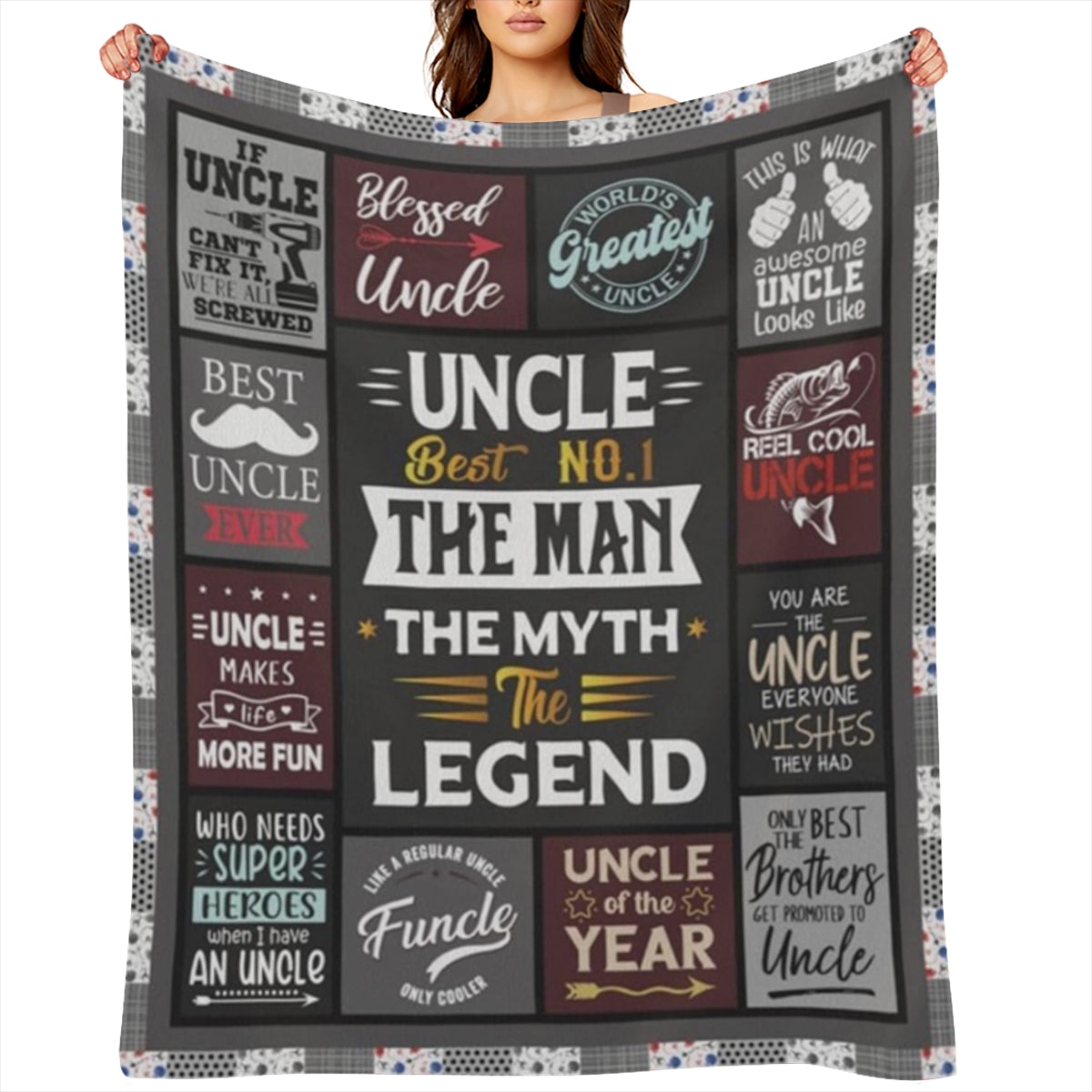 Cozy Flannel Throw Blanket for Uncles Multi- Size 280GSM Polyester Knit Humorous Uncle- Themed Designs All- Season Comfort Machine Washable Ideal Gift from Niece or Nephew