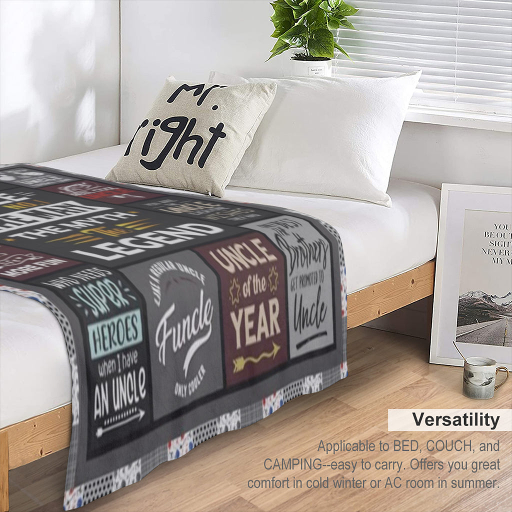 Cozy Flannel Throw Blanket for Uncles Multi- Size 280GSM Polyester Knit Humorous Uncle- Themed Designs All- Season Comfort Machine Washable Ideal Gift from Niece or Nephew