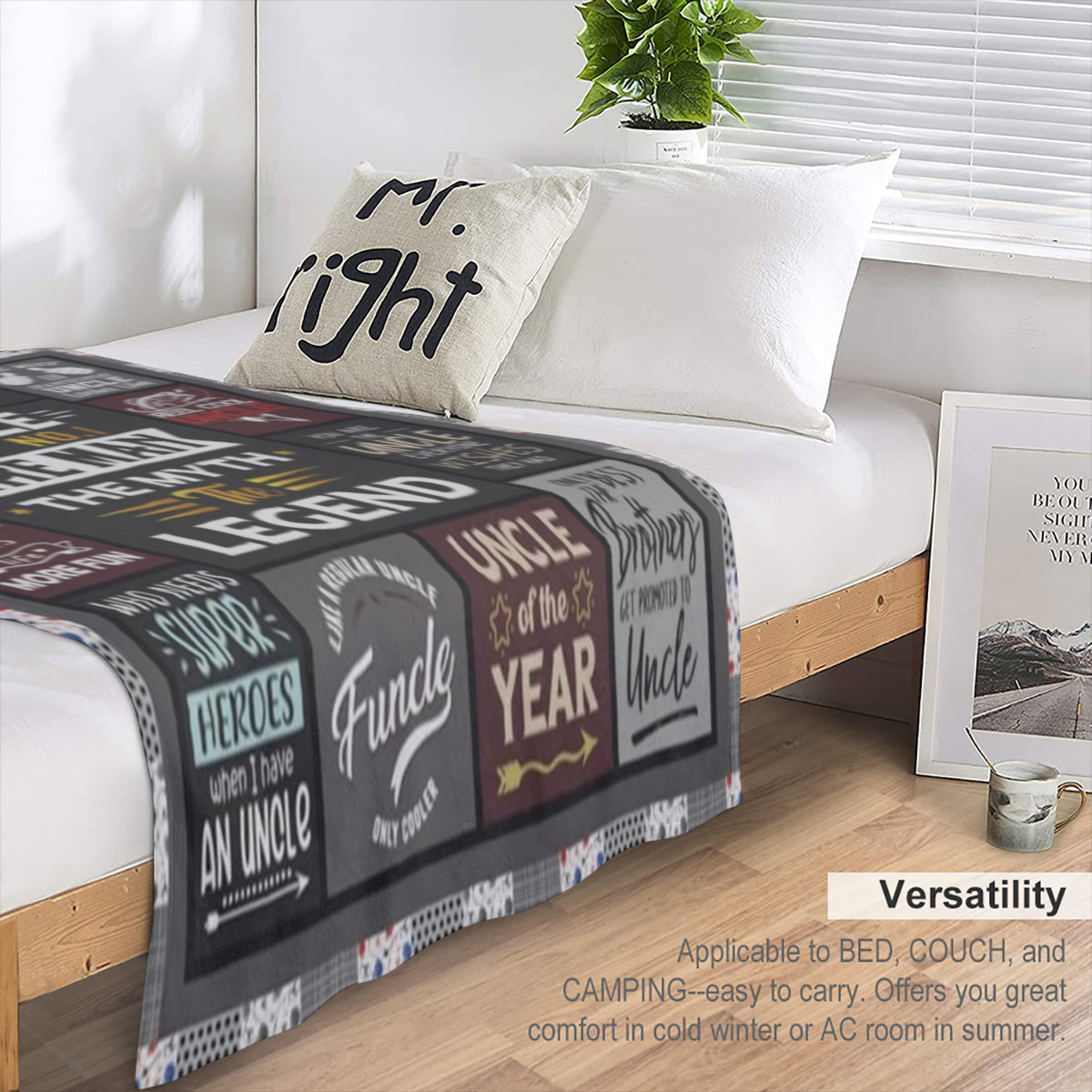 Cozy Flannel Throw Blanket for Uncles Multi- Size 280GSM Polyester Knit Humorous Uncle- Themed Designs All- Season Comfort Machine Washable Ideal Gift from Niece or Nephew