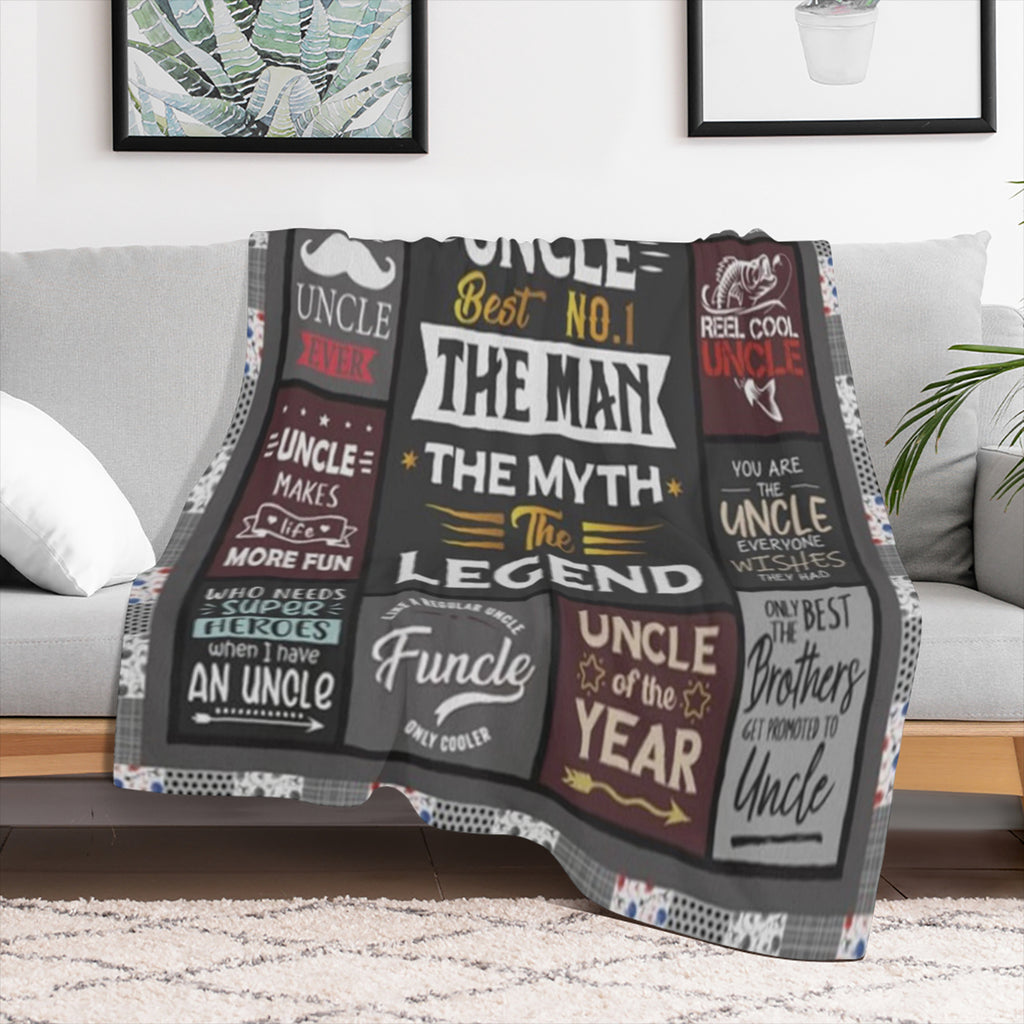 Cozy Flannel Throw Blanket for Uncles Multi- Size 280GSM Polyester Knit Humorous Uncle- Themed Designs All- Season Comfort Machine Washable Ideal Gift from Niece or Nephew