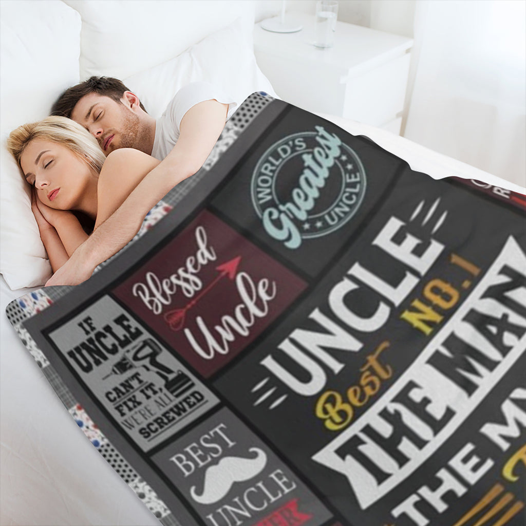 Cozy Flannel Throw Blanket for Uncles Multi- Size 280GSM Polyester Knit Humorous Uncle- Themed Designs All- Season Comfort Machine Washable Ideal Gift from Niece or Nephew