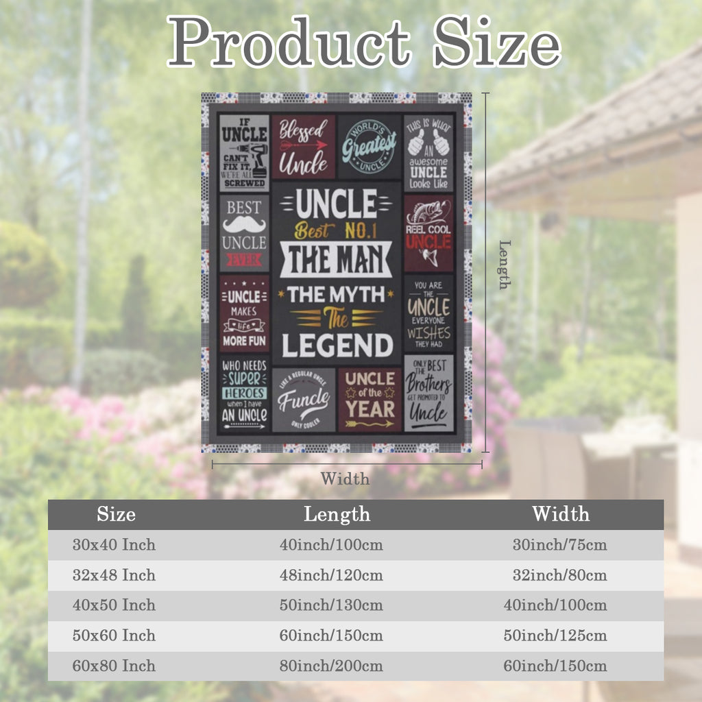 Cozy Flannel Throw Blanket for Uncles Multi- Size 280GSM Polyester Knit Humorous Uncle- Themed Designs All- Season Comfort Machine Washable Ideal Gift from Niece or Nephew
