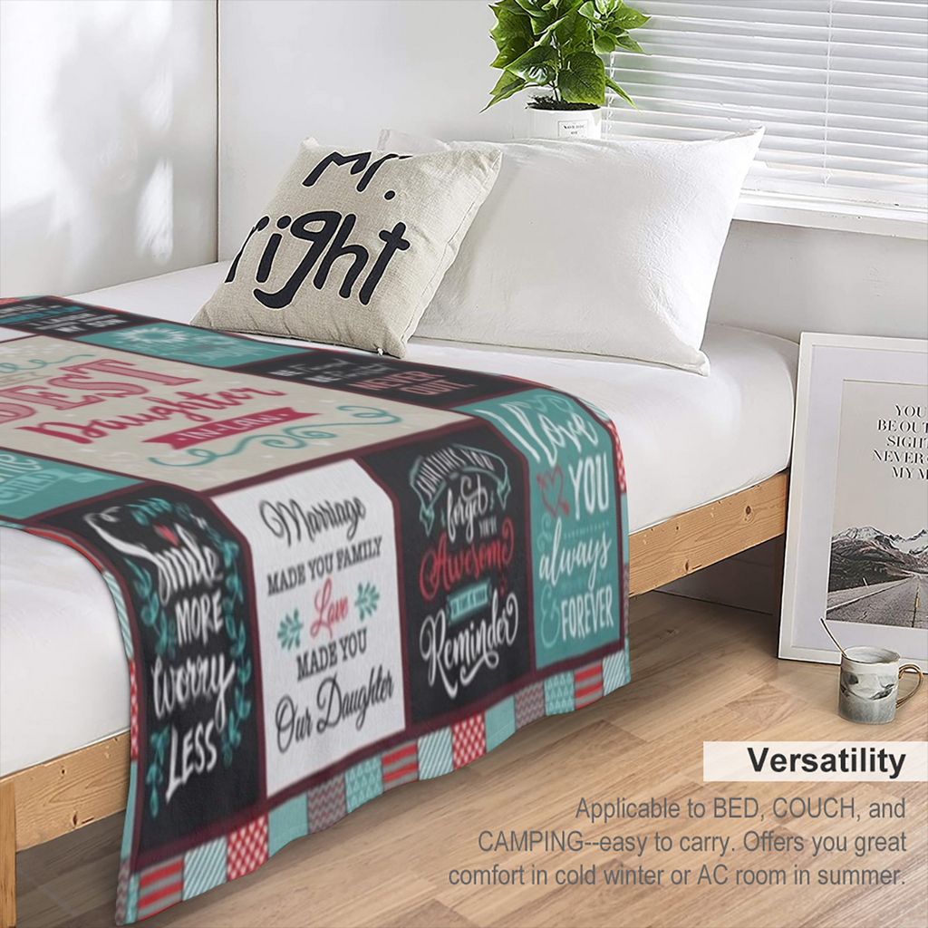 60"x50" Daughter-in-Law Throw Blanket - 280gsm Flannel with Heartfelt Quotes & Printed Design, All-Season Soft Gift from Mother-in-Law for Christmas, Birthday, Mother¡¯s Day - Multiple Sizes Availabl
