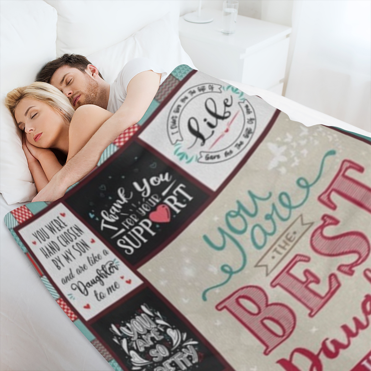 60"x50" Daughter-in-Law Throw Blanket - 280gsm Flannel with Heartfelt Quotes & Printed Design, All-Season Soft Gift from Mother-in-Law for Christmas, Birthday, Mother¡¯s Day - Multiple Sizes Availabl