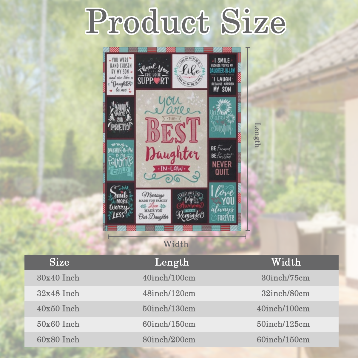 60"x50" Daughter-in-Law Throw Blanket - 280gsm Flannel with Heartfelt Quotes & Printed Design, All-Season Soft Gift from Mother-in-Law for Christmas, Birthday, Mother¡¯s Day - Multiple Sizes Availabl