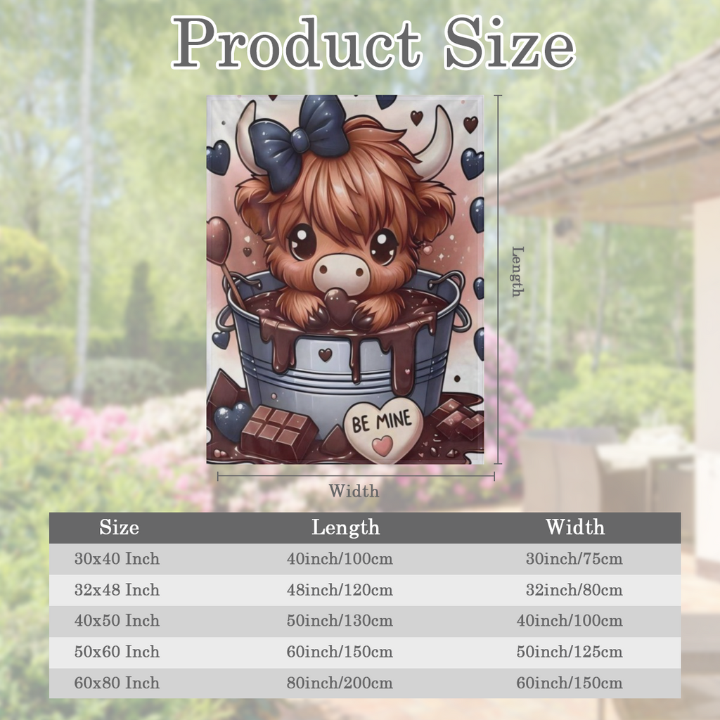 1pc Warm Gift - Little Highland Cow And Chocolate Cute Fun Print Flannel Blanket Soft Warm Cozy Skin- friendly Machine Washable Blanket For Sofa Bed Car Camping Office Home Decor Multipurpose Gift Bla