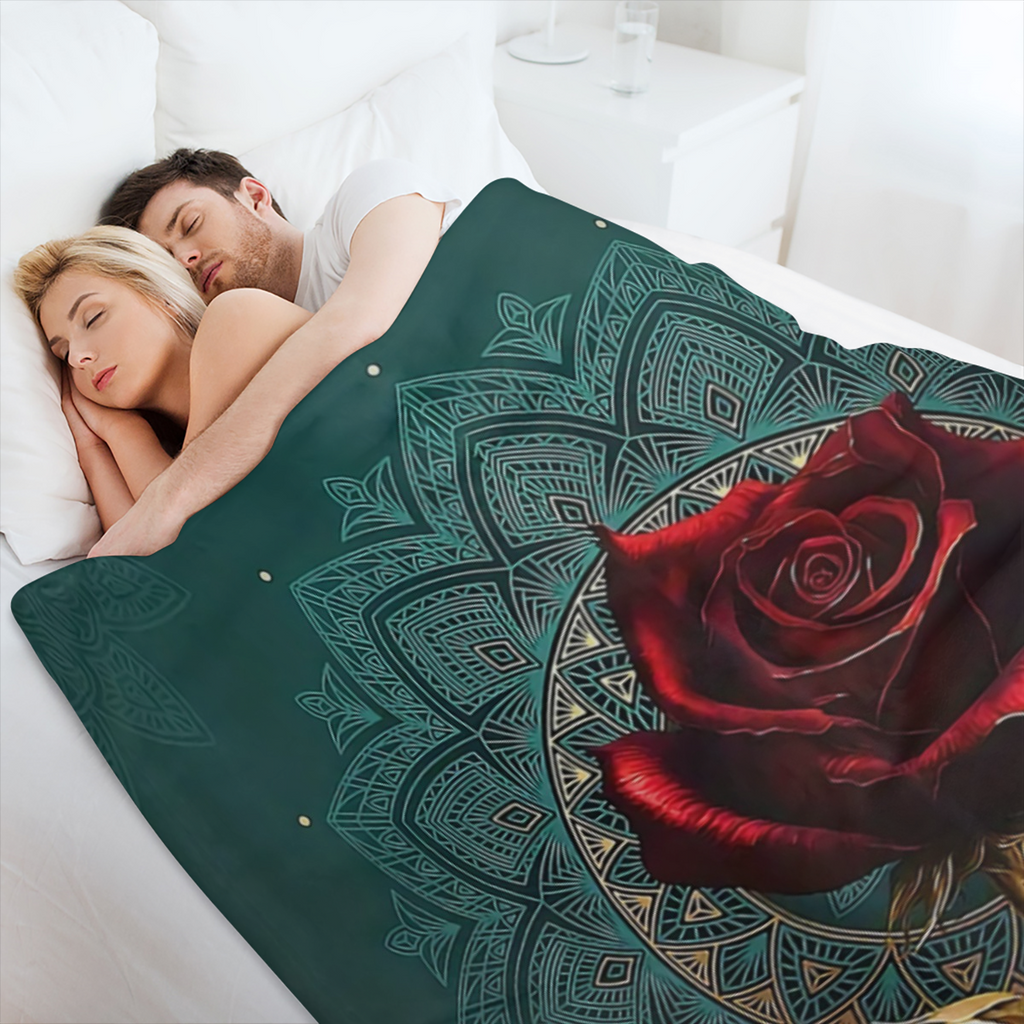1pc Manta de Lujo con Estampado de Rosa Gtica, Manta de Franela, Manta Suave y Clida para Siesta en Sof Cama Oficina Camping Viaje, Manta Multiusos Regalo para Todas las Estaciones
