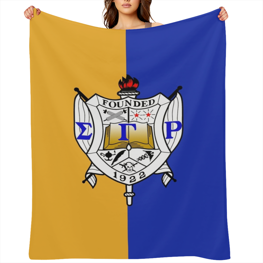 1pc Super Soft Sigma Gamma Rho Sisterhood Throw Blanket - Vibrant 1922 Blue Yellow Sorority Paraphernalia for Woman - Ultra Lightweight, Thin, Air- Conditioned Fleece Blanket for Bed, Sofa, Car in All