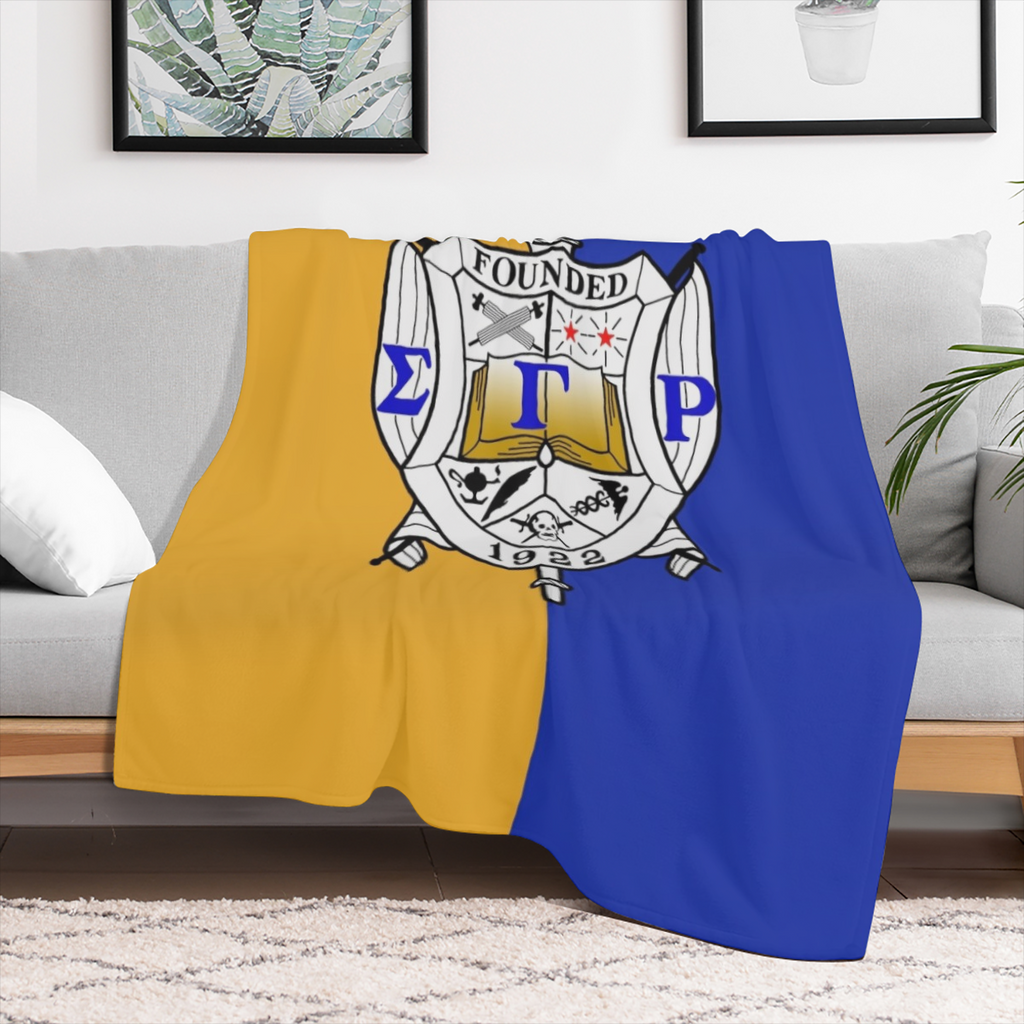 1pc Super Soft Sigma Gamma Rho Sisterhood Throw Blanket - Vibrant 1922 Blue Yellow Sorority Paraphernalia for Woman - Ultra Lightweight, Thin, Air- Conditioned Fleece Blanket for Bed, Sofa, Car in All