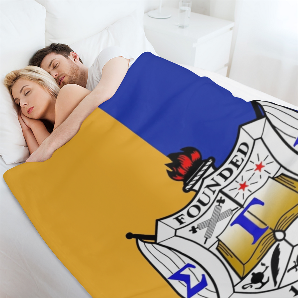 1pc Super Soft Sigma Gamma Rho Sisterhood Throw Blanket - Vibrant 1922 Blue Yellow Sorority Paraphernalia for Woman - Ultra Lightweight, Thin, Air- Conditioned Fleece Blanket for Bed, Sofa, Car in All