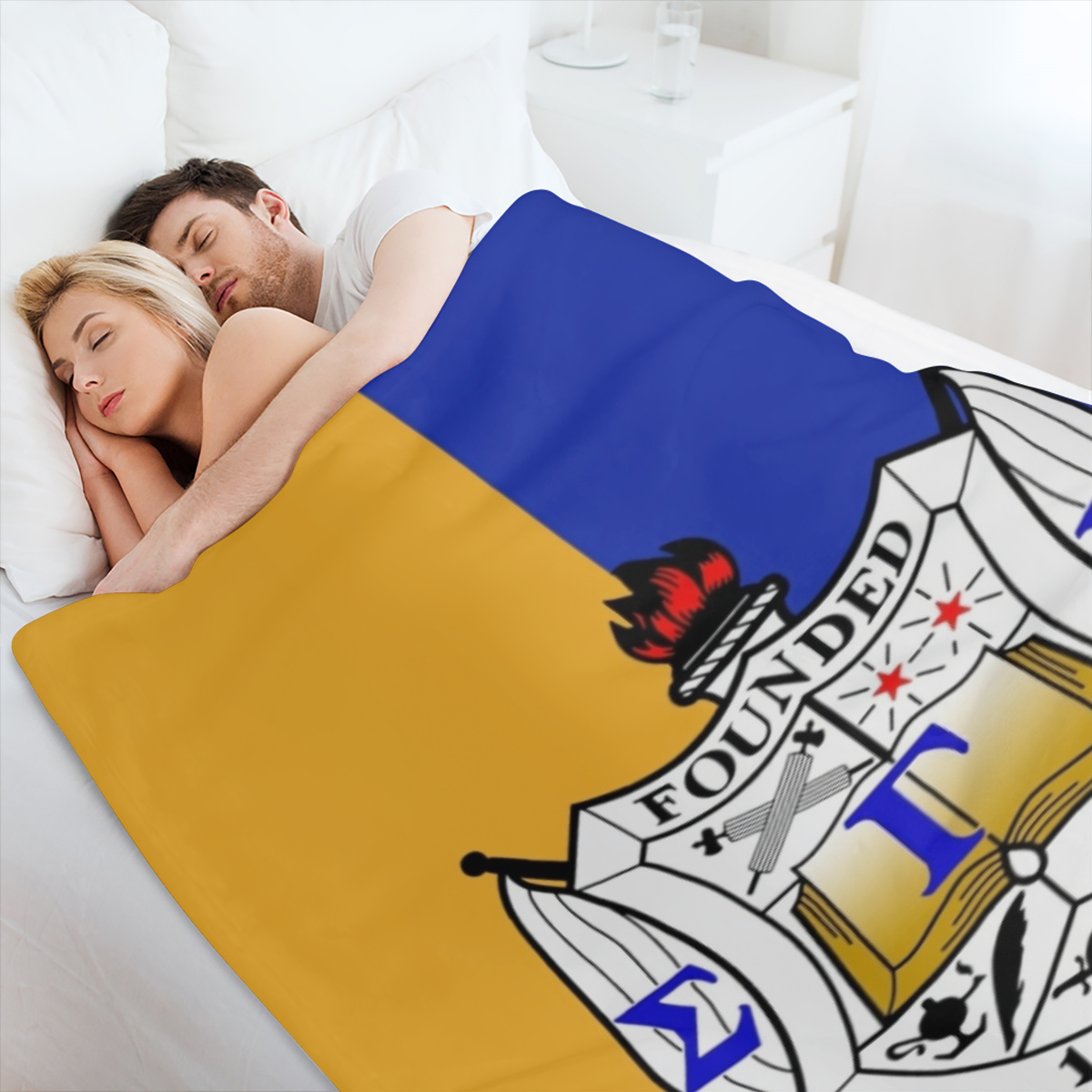 1pc Super Soft Sigma Gamma Rho Sisterhood Throw Blanket - Vibrant 1922 Blue Yellow Sorority Paraphernalia for Woman - Ultra Lightweight, Thin, Air- Conditioned Fleece Blanket for Bed, Sofa, Car in All