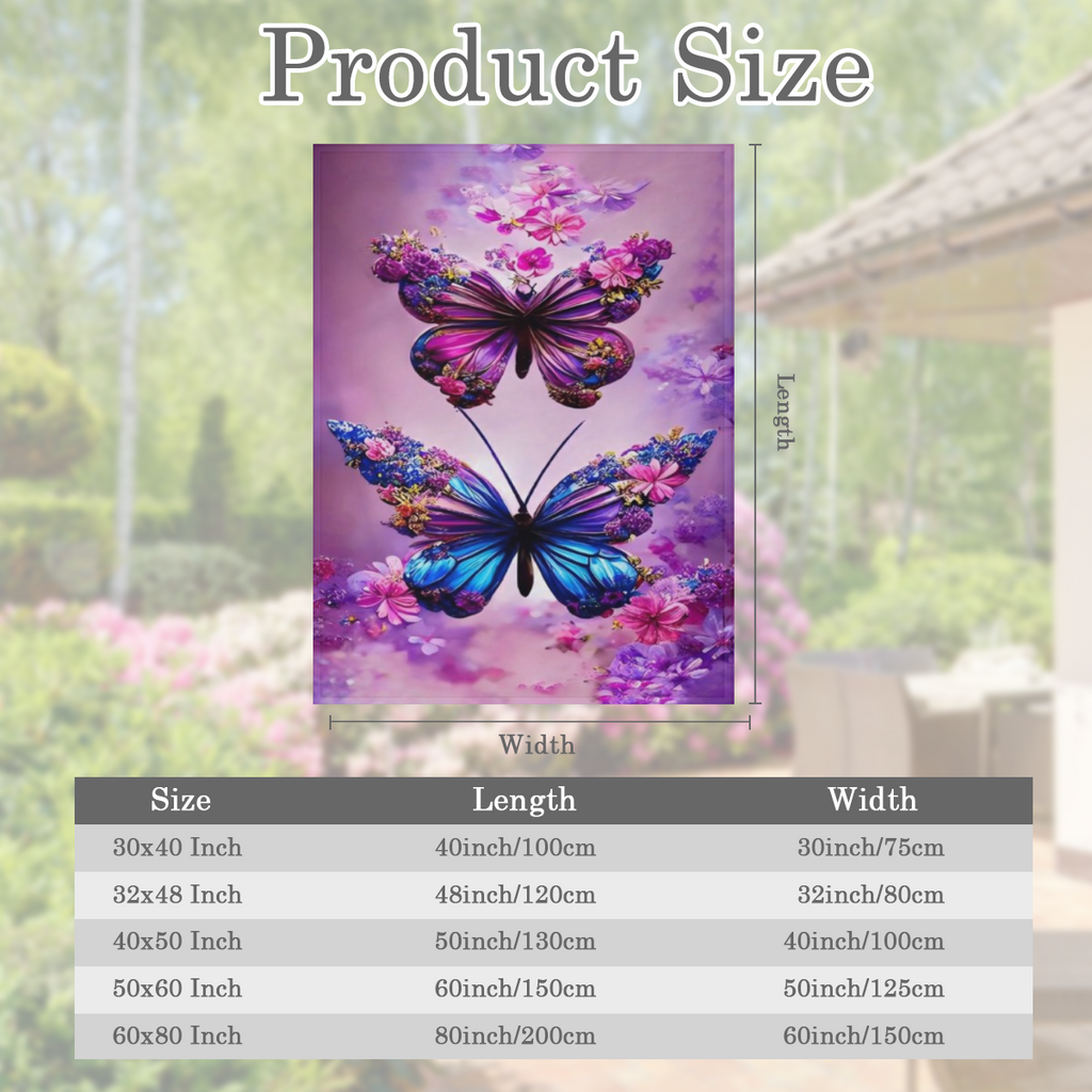 1pc Two Piece Purple Butterfly Flannel Print Blanket, Modern Style Blanket, Soft And Comfortable Blanket, Travel Sofa Bed, Office Home Decoration, Birthday Gift Blanket, Suitable for Boys, Girls, Adul