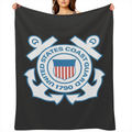 1 US Coast Guard Emblem Flannel Blanket - Soft polyester knit fabric, a cozy throw blanket for all seasons, perfect for couches, beds, camping and travel - Ideal military appreciation and holiday gift