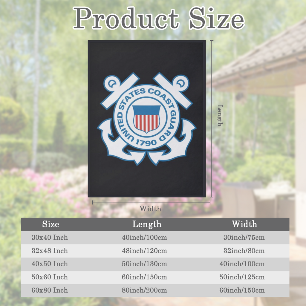 1 US Coast Guard Emblem Flannel Blanket - Soft polyester knit fabric, a cozy throw blanket for all seasons, perfect for couches, beds, camping and travel - Ideal military appreciation and holiday gift