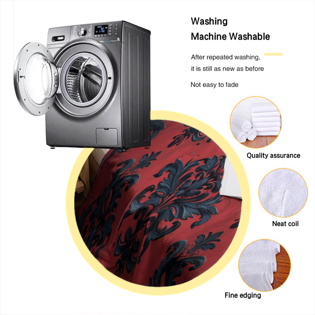 Classic Damask Texture Soft Warm Cozy Blanket, Retro Red Black Design Lightweight Plush Throw Blanket, Home Decor Soft Blanket for Living Bed Room Couch-280GSM