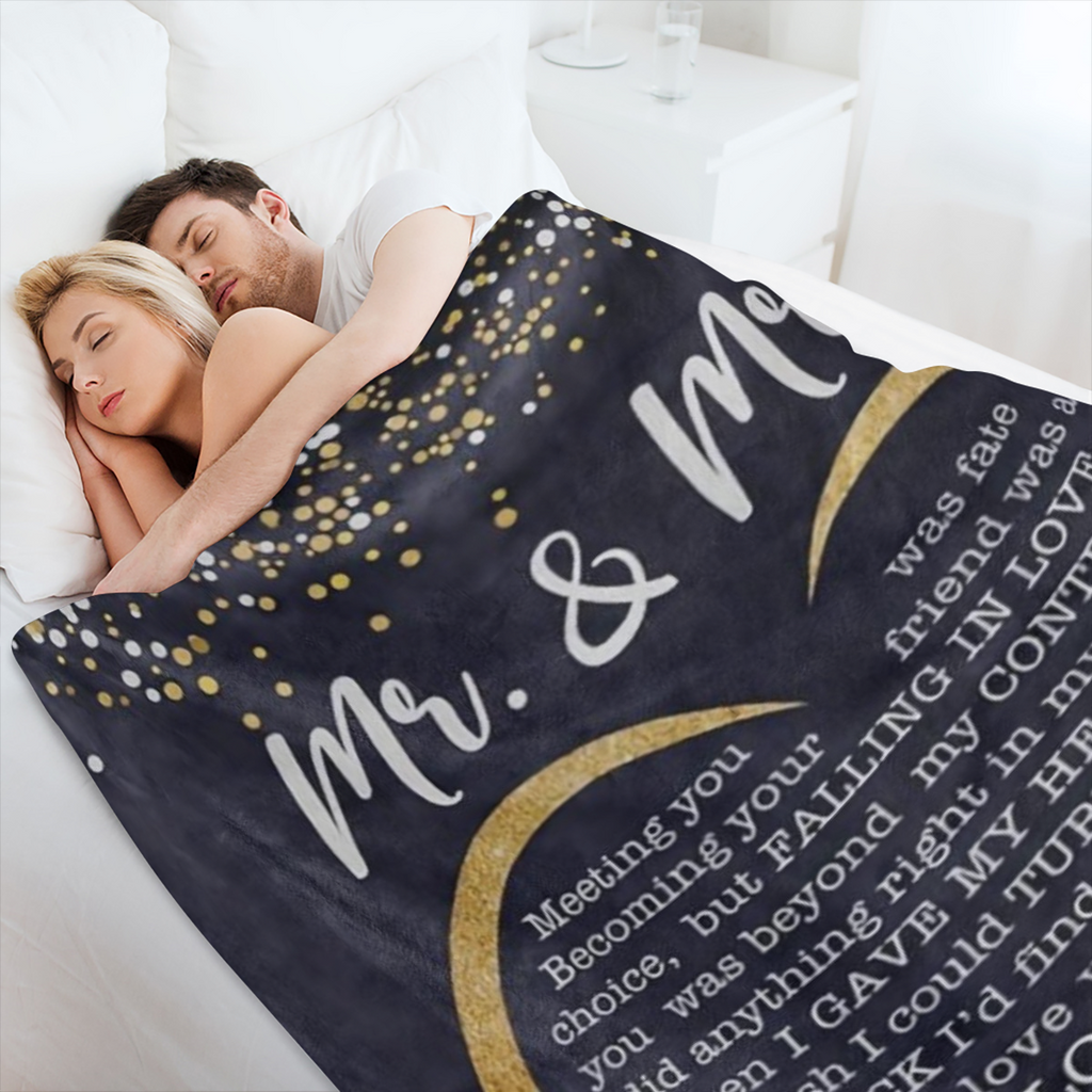 1 Pc Mr And Mrs Throw Blanket Shareable Wedding Gift For Couples Unique Groom And Bride Luxury Just Married Gift For Newlyweds Soft Flannel Blanket