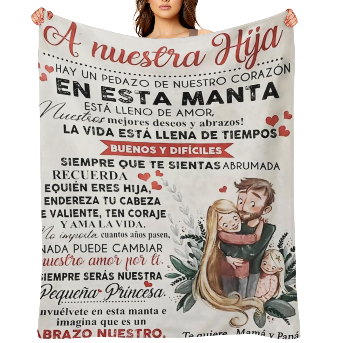 1pc Hija Gifts, Regalo Para Hija, Birthday Gifts For Spanish Daughter, Regalo Para Mi Hija, Regalo Hija Cumpleanos, Menta Para Hija De Mama Papa, Daughter Gift Blanket 60x80in, Soft And Comfortable Bl
