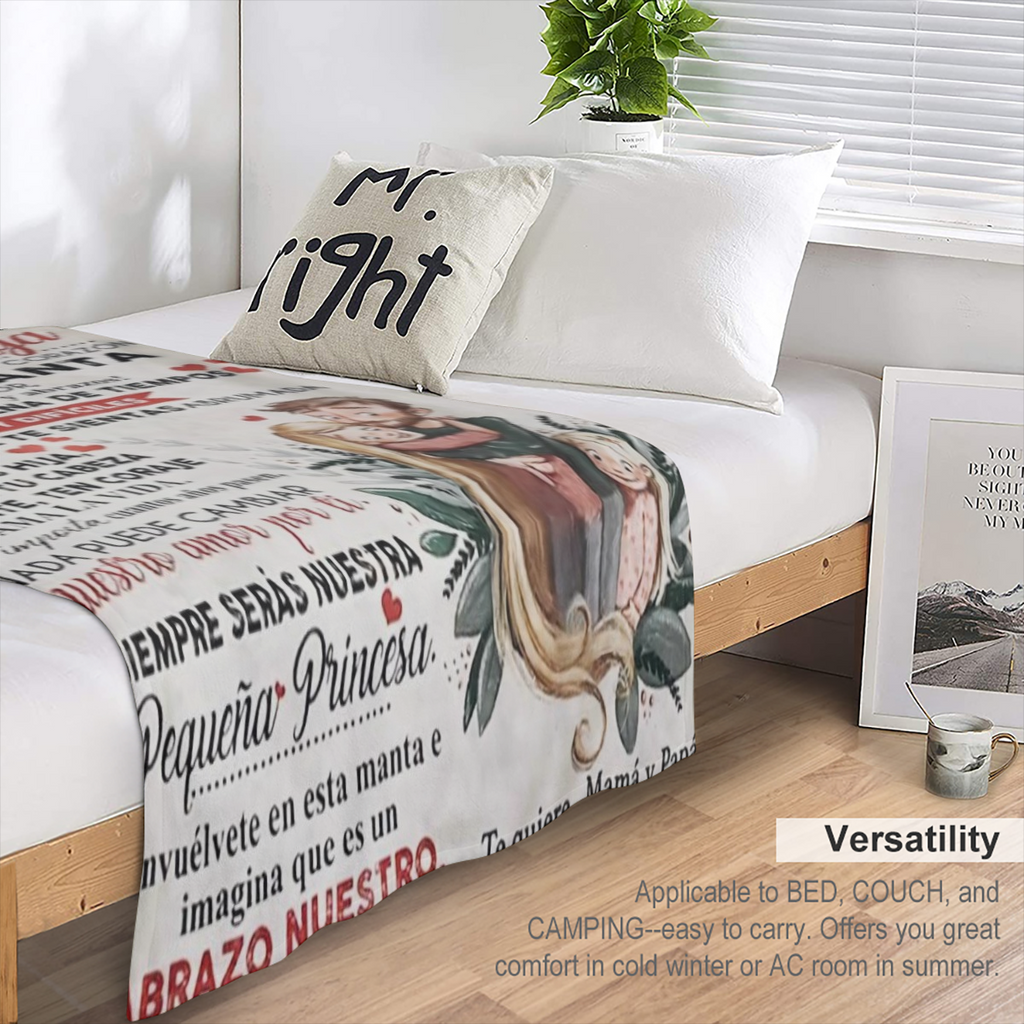 1pc Hija Gifts, Regalo Para Hija, Birthday Gifts For Spanish Daughter, Regalo Para Mi Hija, Regalo Hija Cumpleanos, Menta Para Hija De Mama Papa, Daughter Gift Blanket 60x80in, Soft And Comfortable Bl