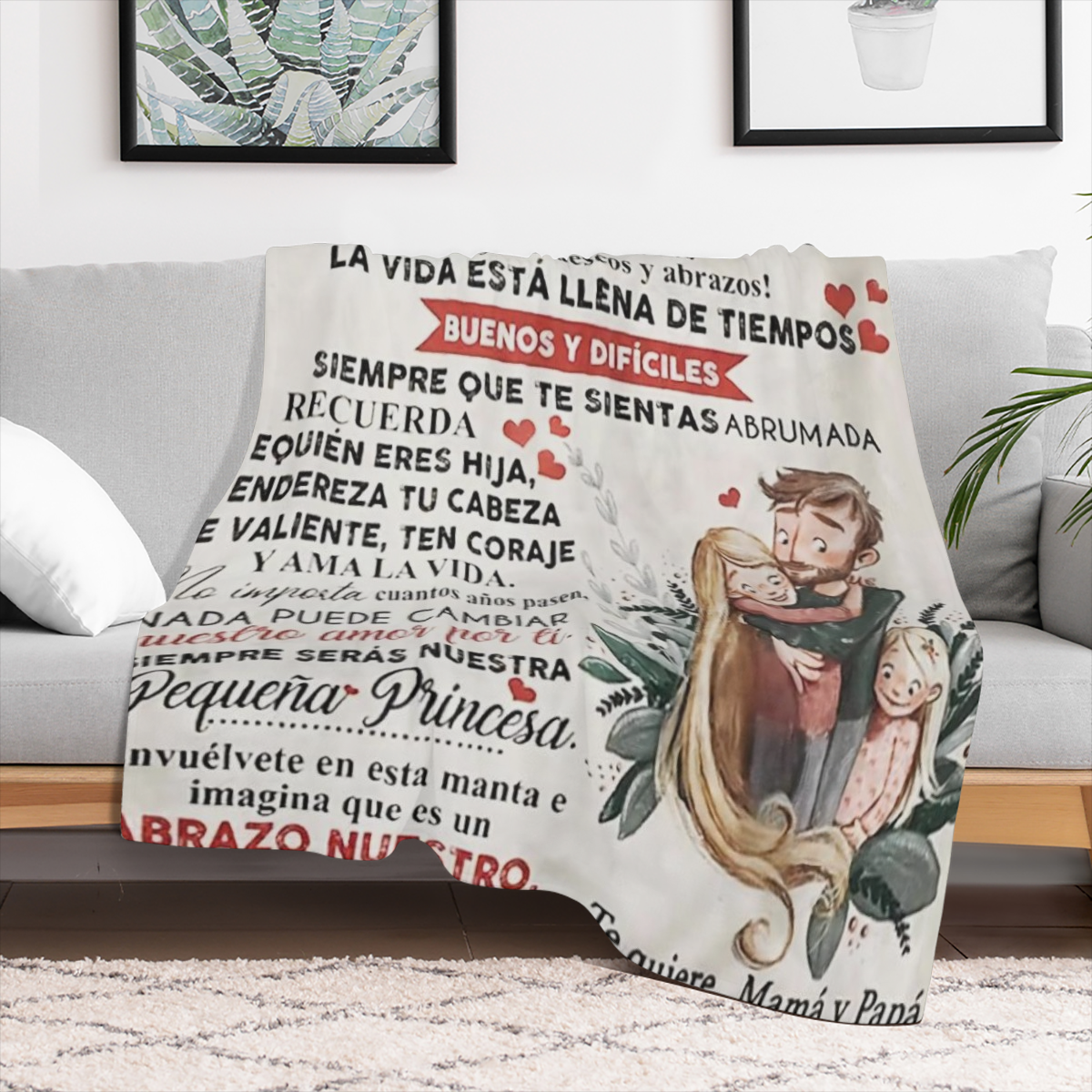 1pc Hija Gifts, Regalo Para Hija, Birthday Gifts For Spanish Daughter, Regalo Para Mi Hija, Regalo Hija Cumpleanos, Menta Para Hija De Mama Papa, Daughter Gift Blanket 60x80in, Soft And Comfortable Bl