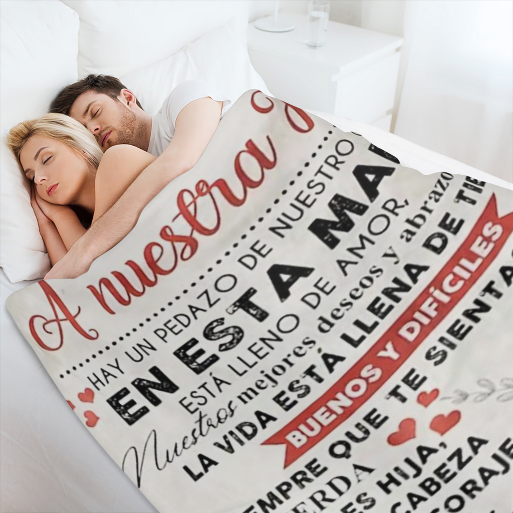 1pc Hija Gifts, Regalo Para Hija, Birthday Gifts For Spanish Daughter, Regalo Para Mi Hija, Regalo Hija Cumpleanos, Menta Para Hija De Mama Papa, Daughter Gift Blanket 60x80in, Soft And Comfortable Bl