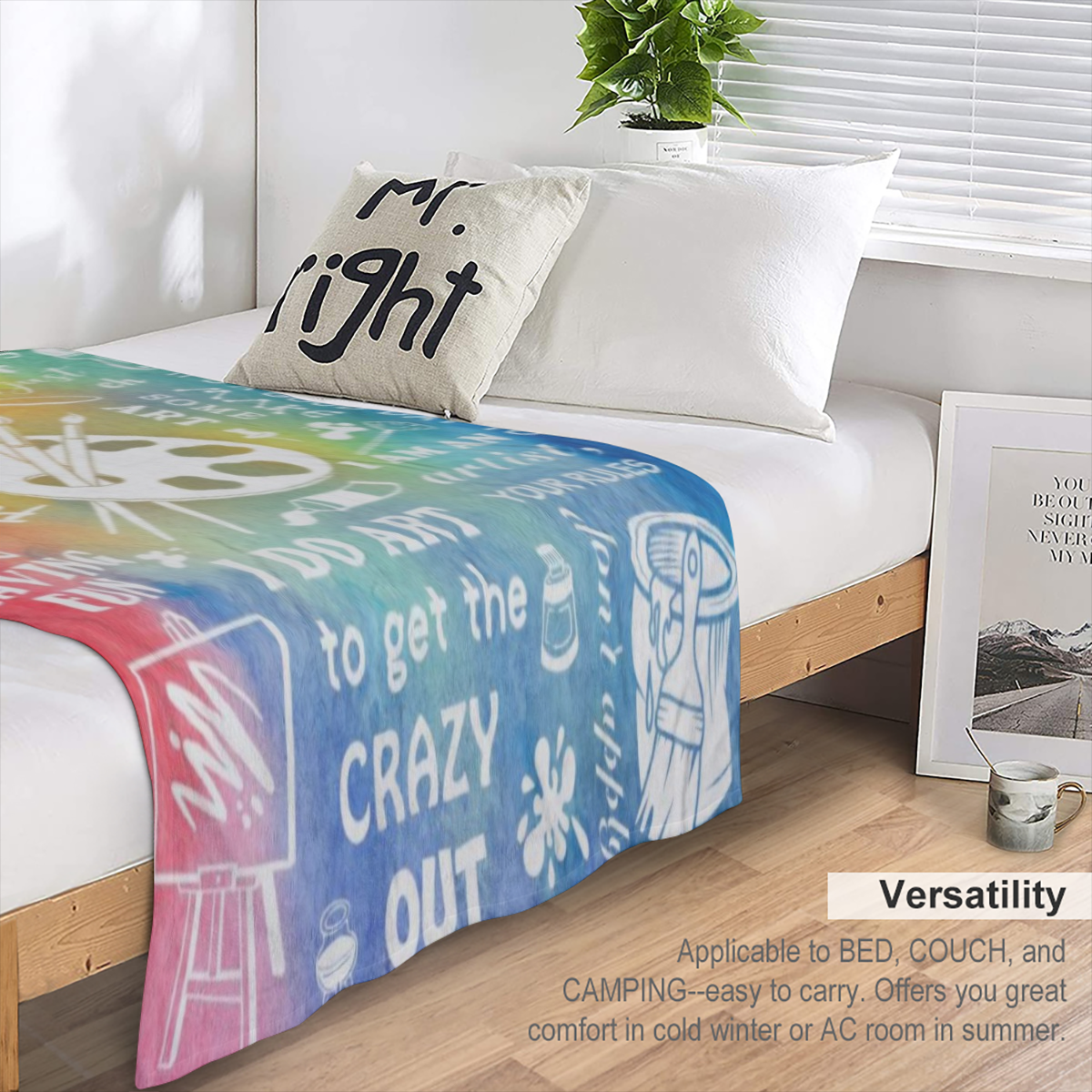 1pc Artist Themed Flannel Fleece Throw Blanket - Contemporary Hypoallergenic Knit Fabric, Digital Print, All- Season Multipurpose Bedding, Ideal Gift for Art Teachers, Artists, and Art Lovers