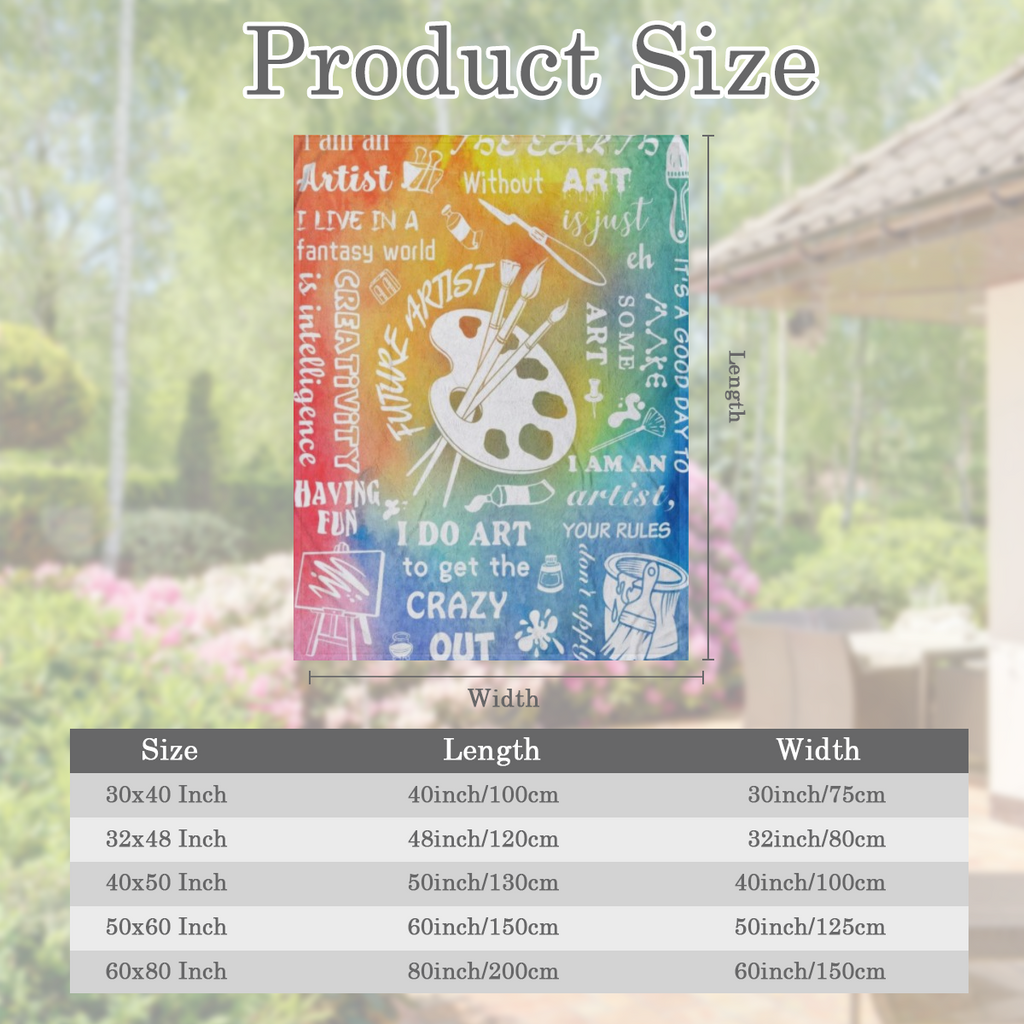 1pc Artist Themed Flannel Fleece Throw Blanket - Contemporary Hypoallergenic Knit Fabric, Digital Print, All- Season Multipurpose Bedding, Ideal Gift for Art Teachers, Artists, and Art Lovers