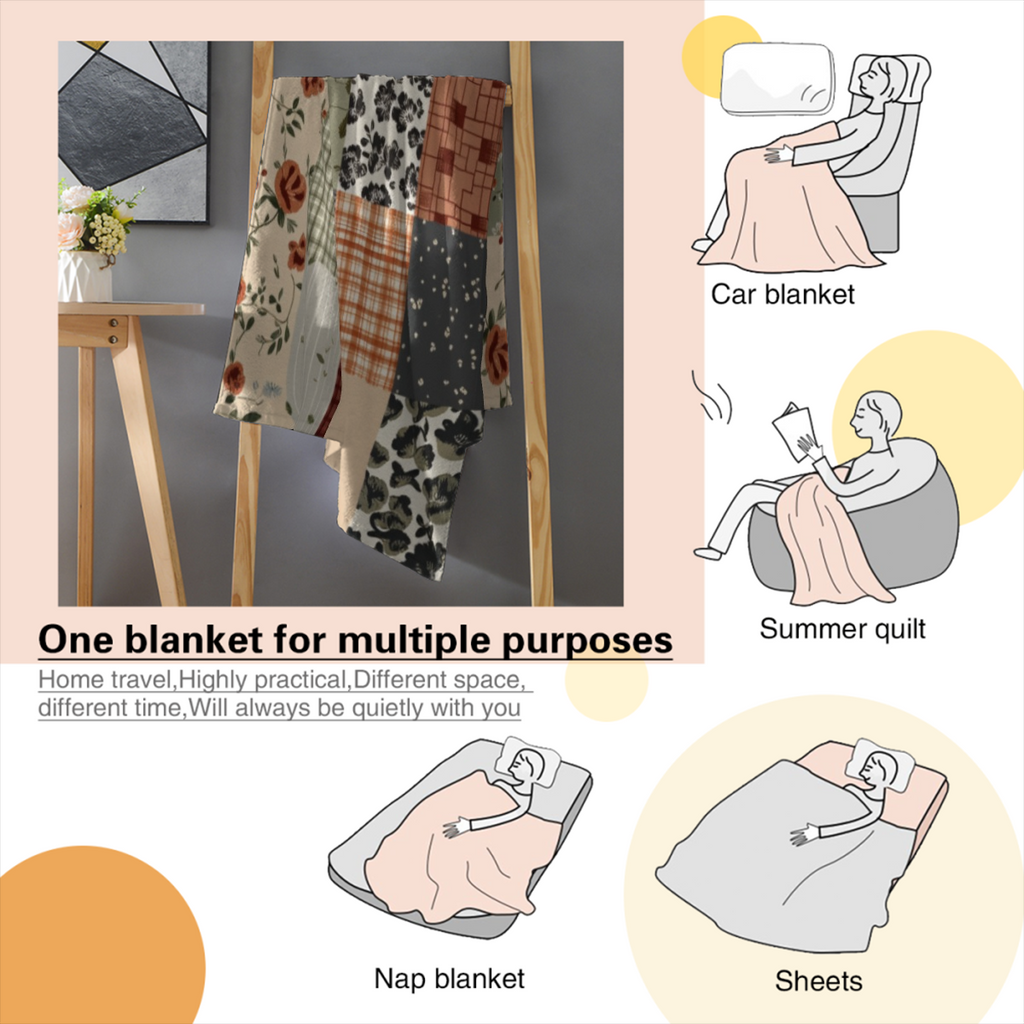 Vintage Patchwork Quilt Multicolor Floral And Geometric Patterns Blankets, Bed Blankets, Towels And Blankets For Home Decor