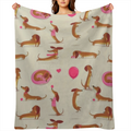 A dachshund print flannel blanket, comfortable all season soft fabric, modern style, animal theme, suitable for bed, sofa, chair, living room decoration, suitable for dachshund lovers neutral gift, 20