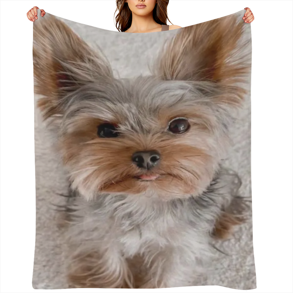 Cozy Yorkshire Terrier Pattern Flannel Blanket - Suitable for Sofa, Office and Bed Decoration - Perfect Gift for Christmas, Wedding, Birthday