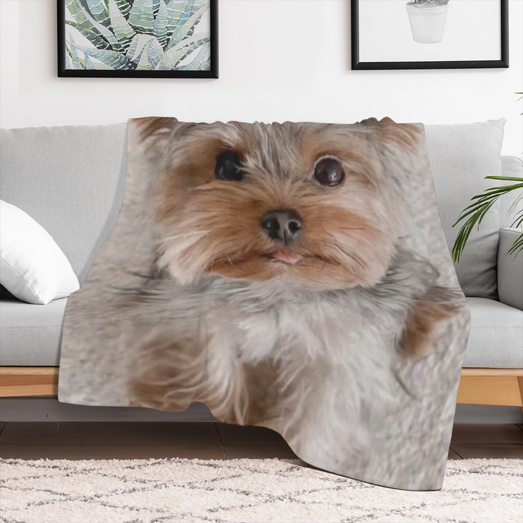 Cozy Yorkshire Terrier Pattern Flannel Blanket - Suitable for Sofa, Office and Bed Decoration - Perfect Gift for Christmas, Wedding, Birthday