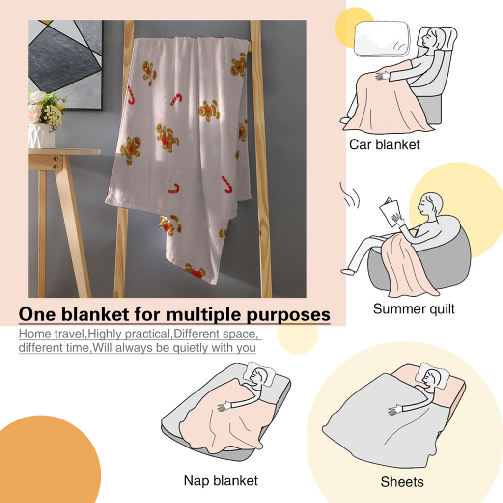 Pink Gingerbread Throw Blanket For Couch, Soft Cute Fuzzy Fruit Fleece Blankets, Room Home Decor Gifts For Women Girls, Inches Fun Blanket, Warm And Comfortable For Home Use
