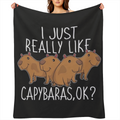 Capybara Fleece Blanket Soft, Lightweight Microfiber Throw with I Just Really Like Capybaras Print Cozy All- Season Flannel for Bed, Sofa, or Couch 50x60, 280GSM, Multiple Sizes Available