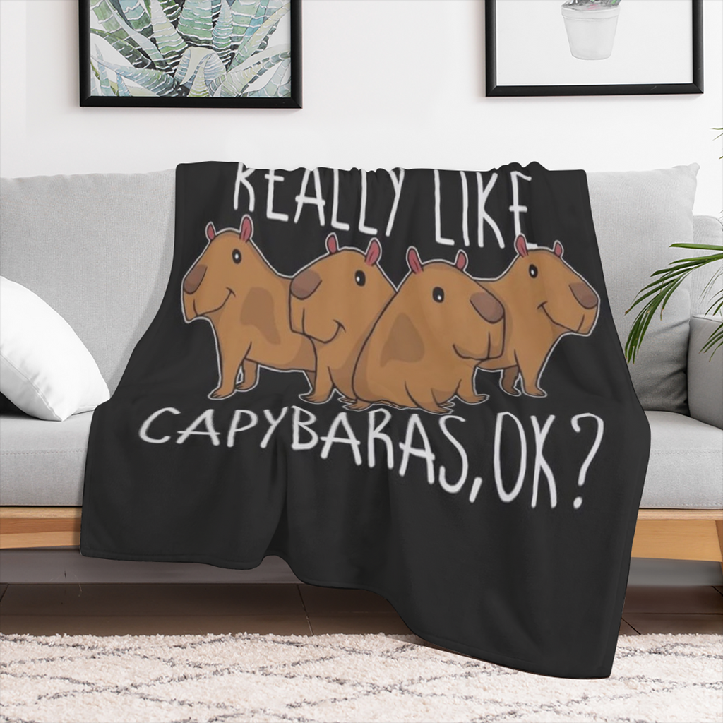 Capybara Fleece Blanket Soft, Lightweight Microfiber Throw with I Just Really Like Capybaras Print Cozy All- Season Flannel for Bed, Sofa, or Couch 50x60, 280GSM, Multiple Sizes Available