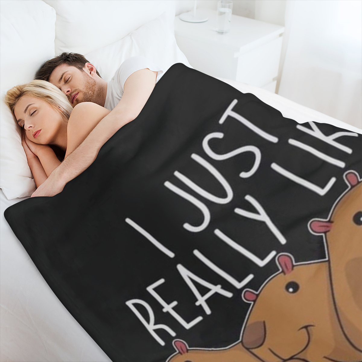 Capybara Fleece Blanket Soft, Lightweight Microfiber Throw with I Just Really Like Capybaras Print Cozy All- Season Flannel for Bed, Sofa, or Couch 50x60, 280GSM, Multiple Sizes Available