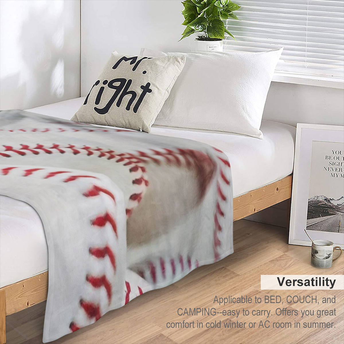 Softball-Themed Cozy Flannel Blanket - Perfect for Naps, Sofa, Bed, Travel & Camping All-Season Warmth