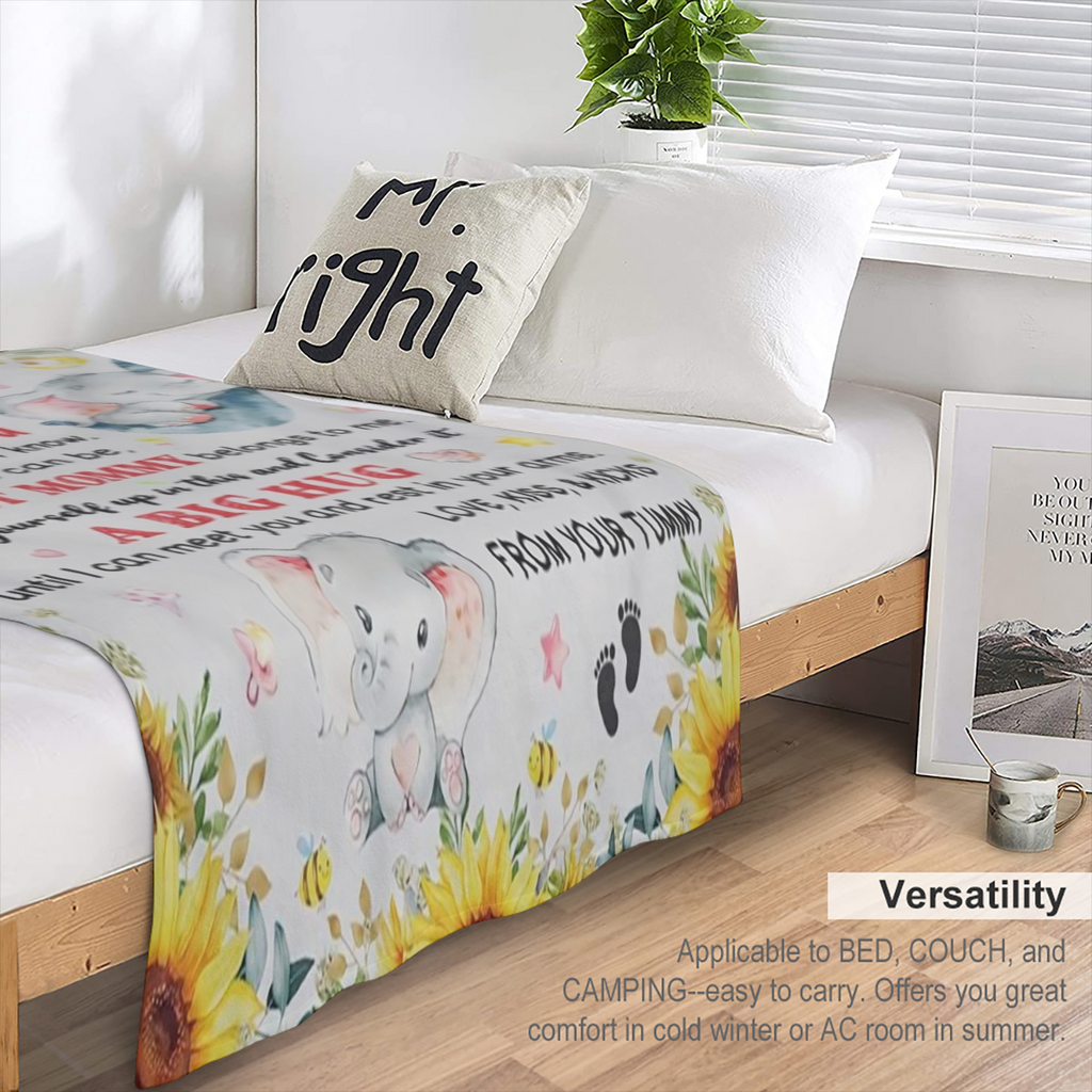 1pc Cozy Flannel Fleece Throw Blanket for Mom, Contemporary Style, All-Season Multipurpose Knitted Polyester, Machine Washable, Soft Comfortable Travel Camping Sofa Bed Office Decor, Ideal Birthday Gi
