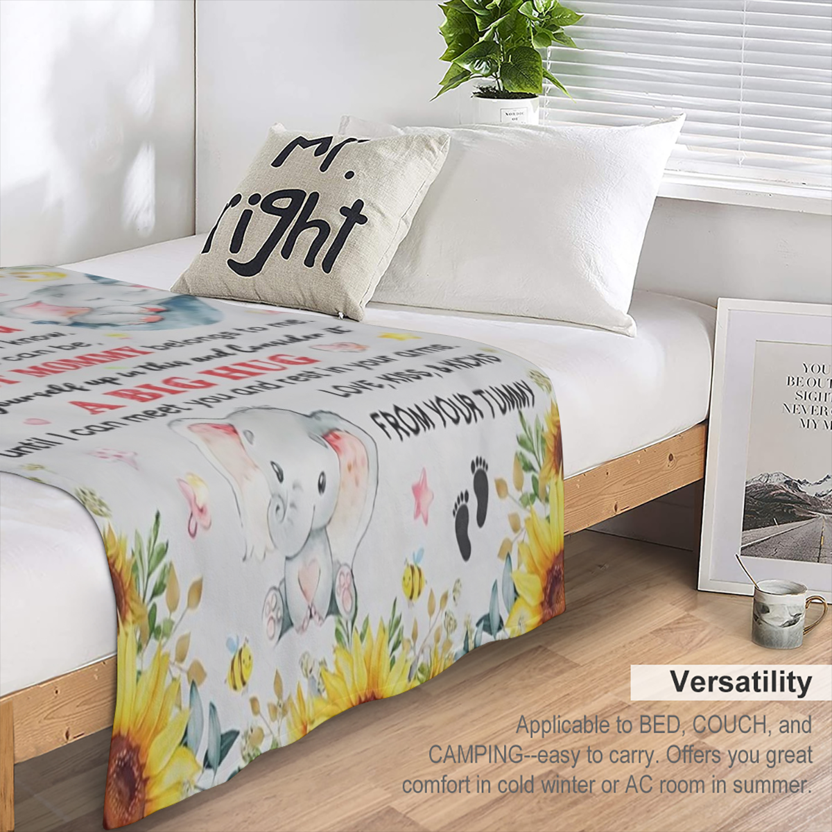 1pc Cozy Flannel Fleece Throw Blanket for Mom, Contemporary Style, All-Season Multipurpose Knitted Polyester, Machine Washable, Soft Comfortable Travel Camping Sofa Bed Office Decor, Ideal Birthday Gi