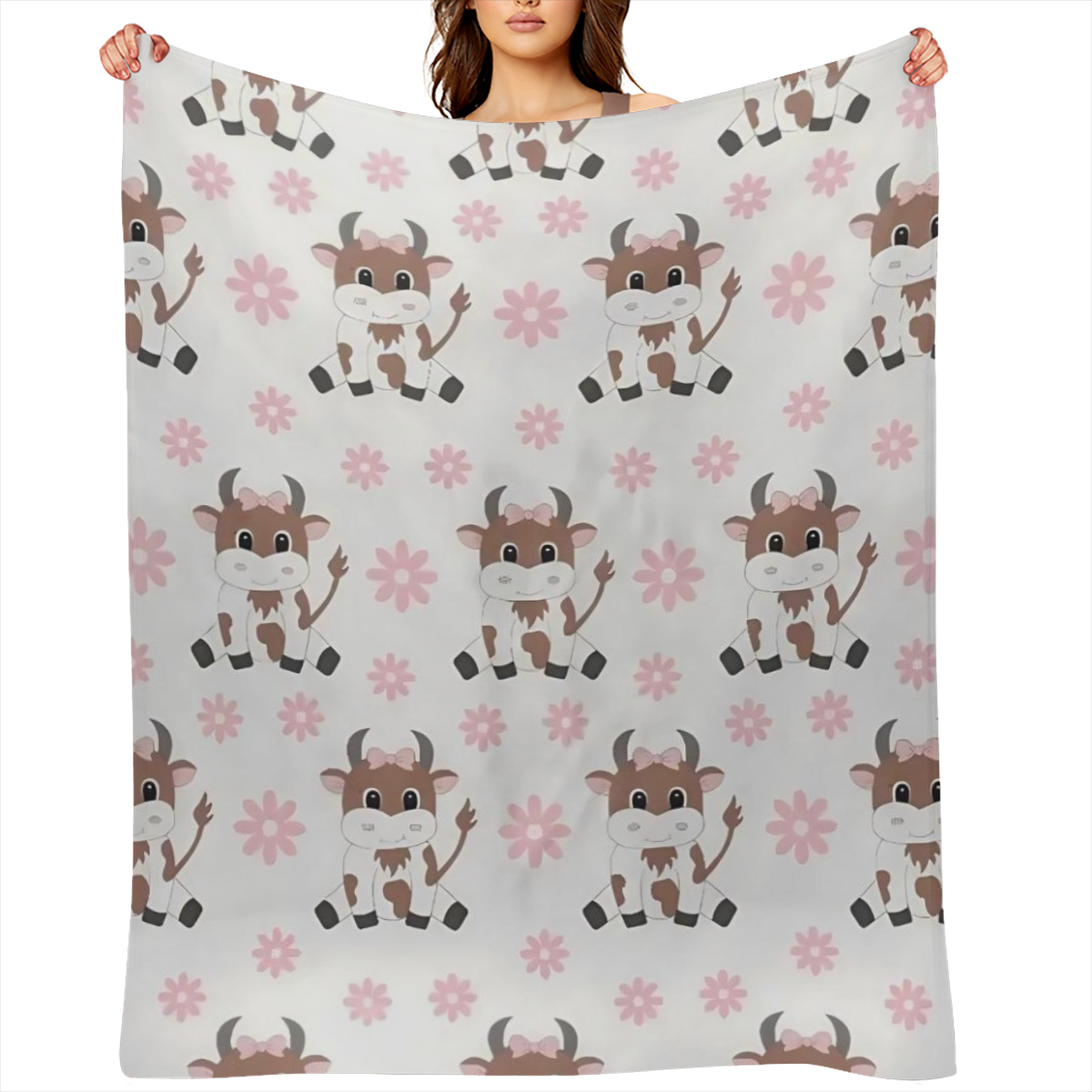 Cute Cartoon Cow Throw Blanket Thin Lightweight Blanket for Couch Sofa Travel
