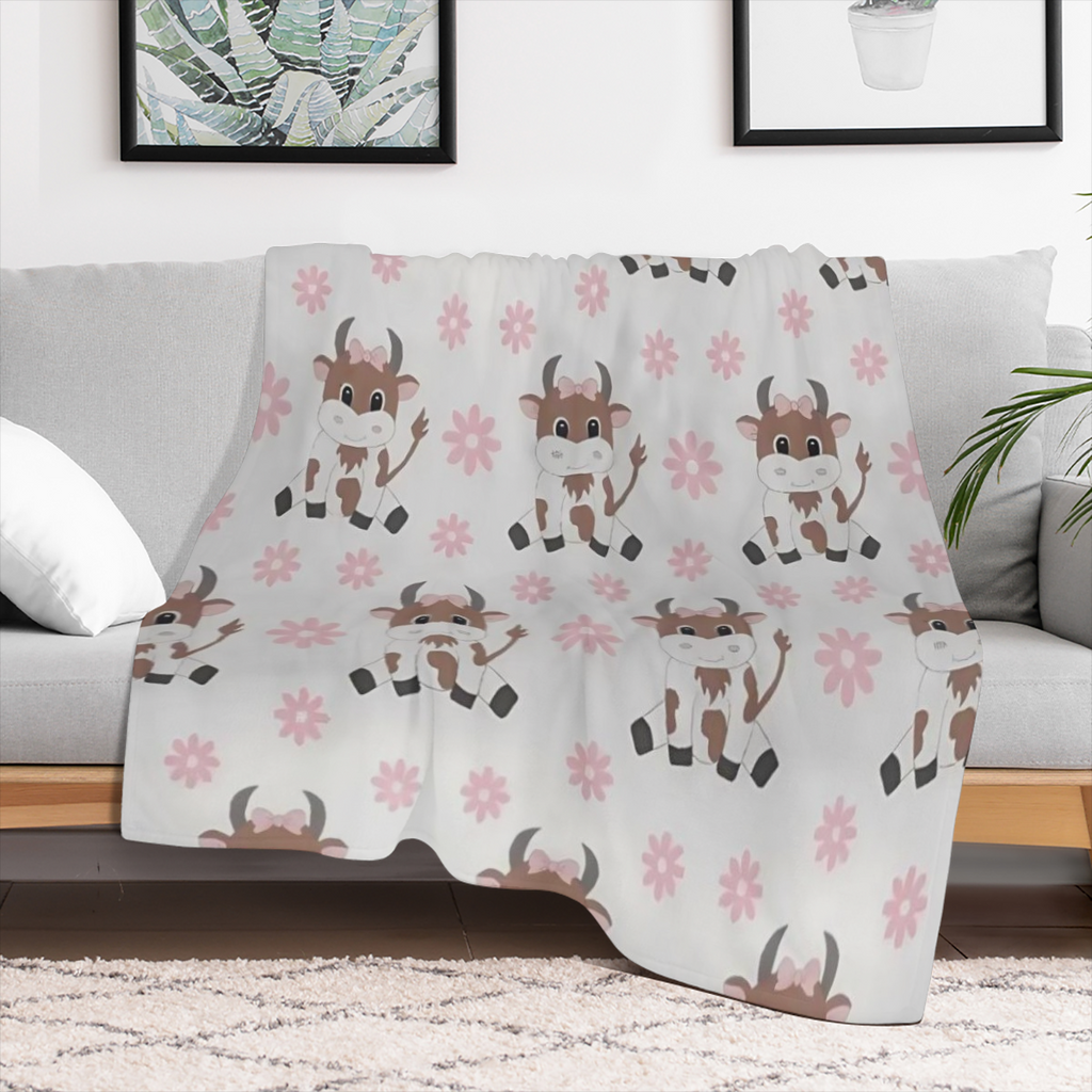 Cute Cartoon Cow Throw Blanket Thin Lightweight Blanket for Couch Sofa Travel
