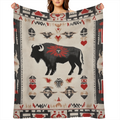 1pc Cozy Flannel Blanket with Buffalo Skull & Native American Design - Soft, Warm Polyester Throw for Home Decor, Outdoor Adventures, Valentine' s Day, Christmas, Thanksgiving & New Year' s Eve - Perf