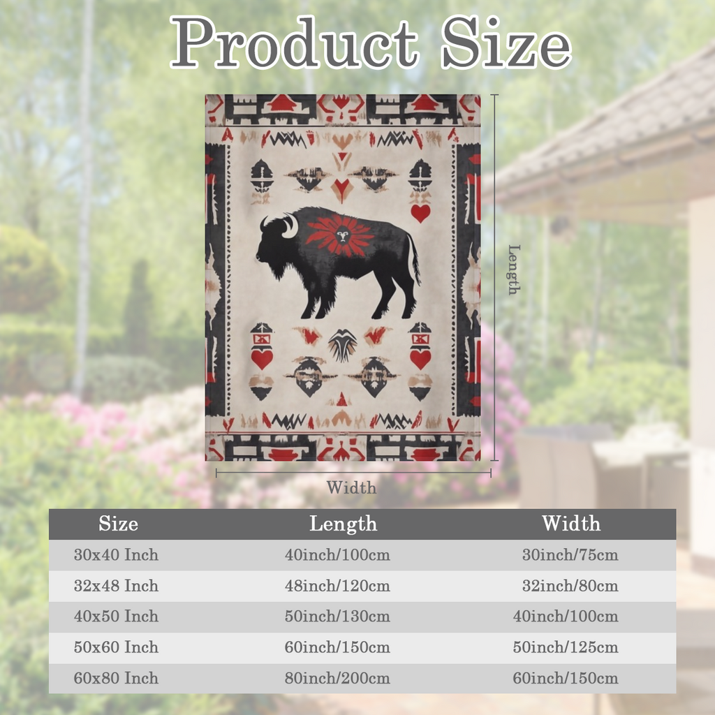 1pc Cozy Flannel Blanket with Buffalo Skull & Native American Design - Soft, Warm Polyester Throw for Home Decor, Outdoor Adventures, Valentine' s Day, Christmas, Thanksgiving & New Year' s Eve - Perf