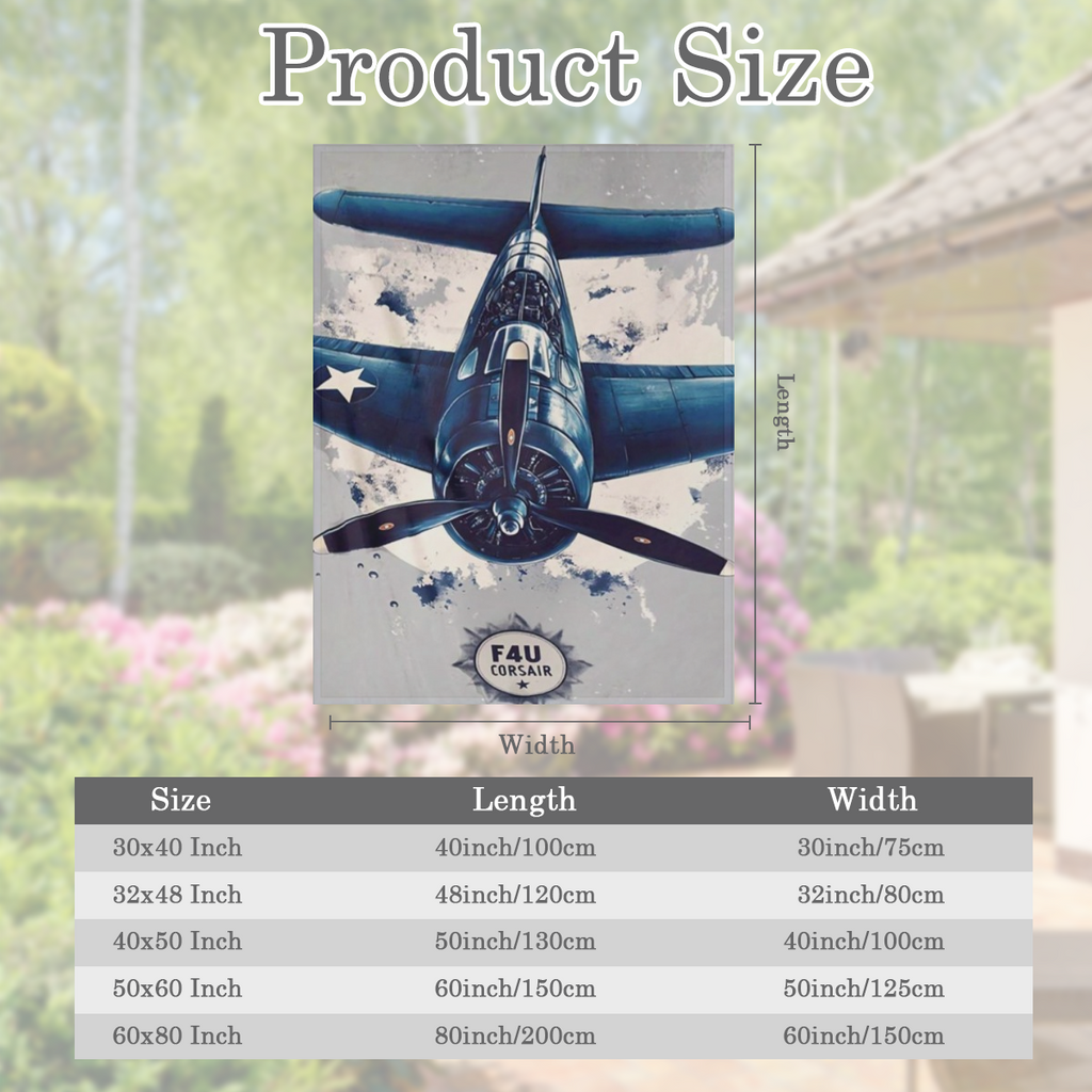 1 vintage F4U Pirate Fighter print throwing blanket - Polyester knit, rectangular, all- season blanket for sofas, beds, camping, office, travel - novelty gift