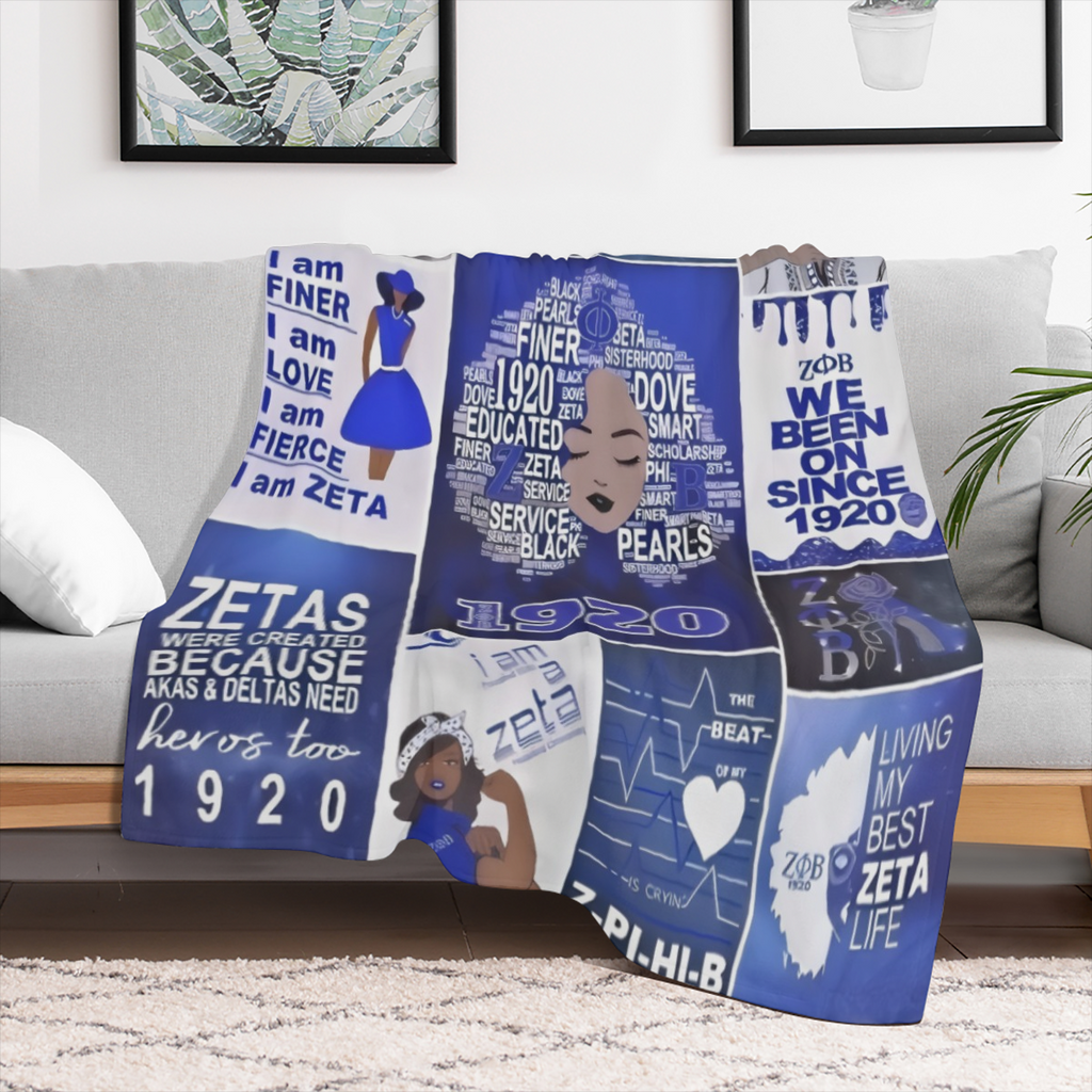 Classic Zeta Phi Beta Design Flannel Blanket Honoring 1920 History and Heritage Showcasing Confidence and Elegant Style Keeping You Warm Every Day