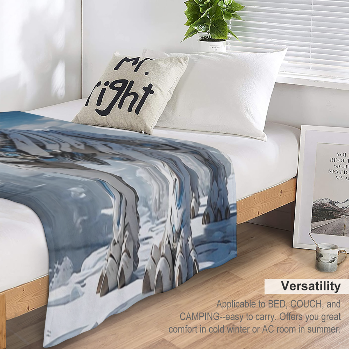 1pc Cozy Snow Mechanical Tiger Print Blanket - Lightweight Flannel Throw For Sofa, Bed, Travel, Camping, Livingroom, Office, Couch, Chair, And Bed - Digital Printing Fleece Blanket With Soft And Warm
