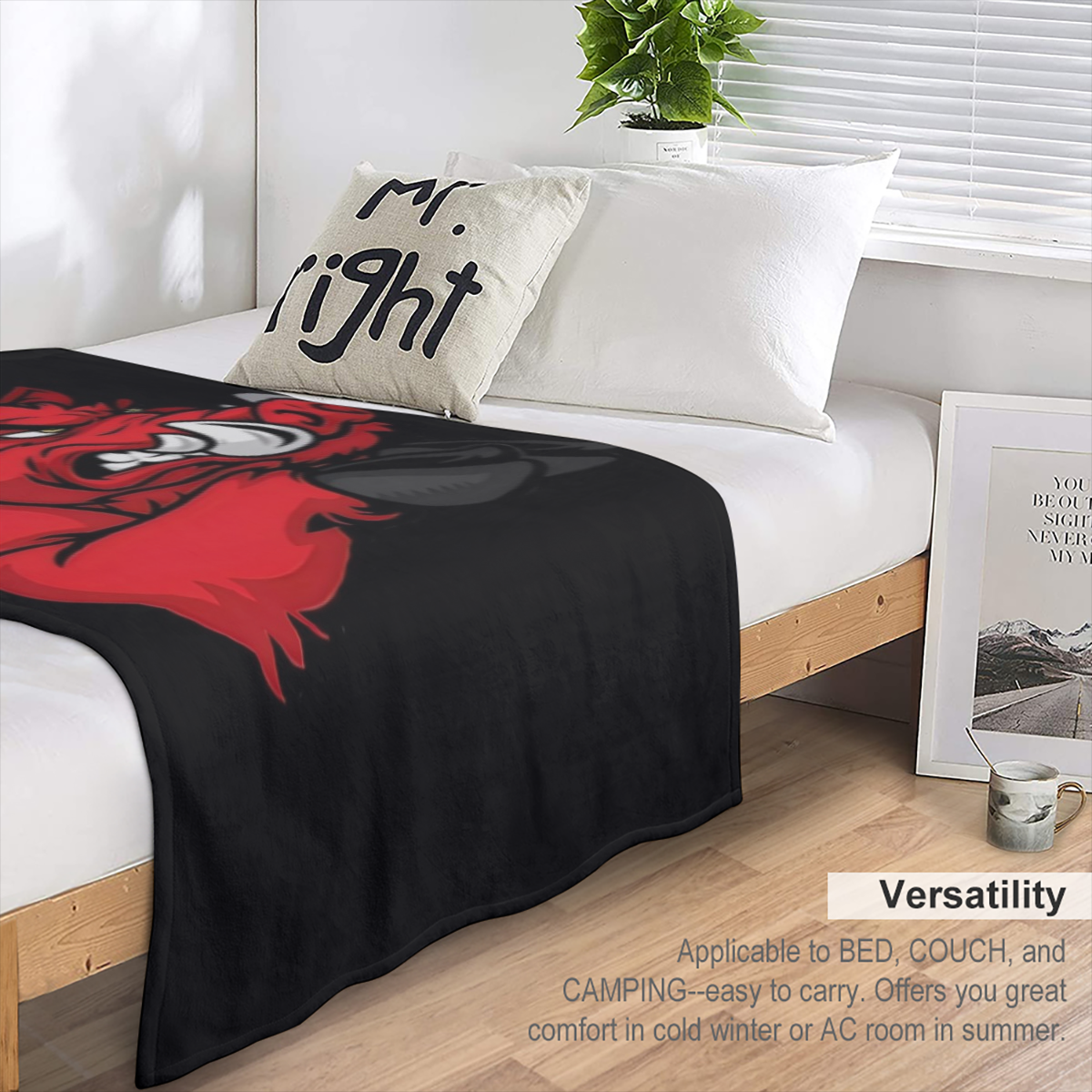 1pc Red Wild Boar Flannel Blanket Cozy Cartoon Style Home Decor for All Ages Soft Warm Polyester Knit Fabric Perfect for Naps Camping Travel and Gifts Camping Essential Playful Pattern Blanket Comfort