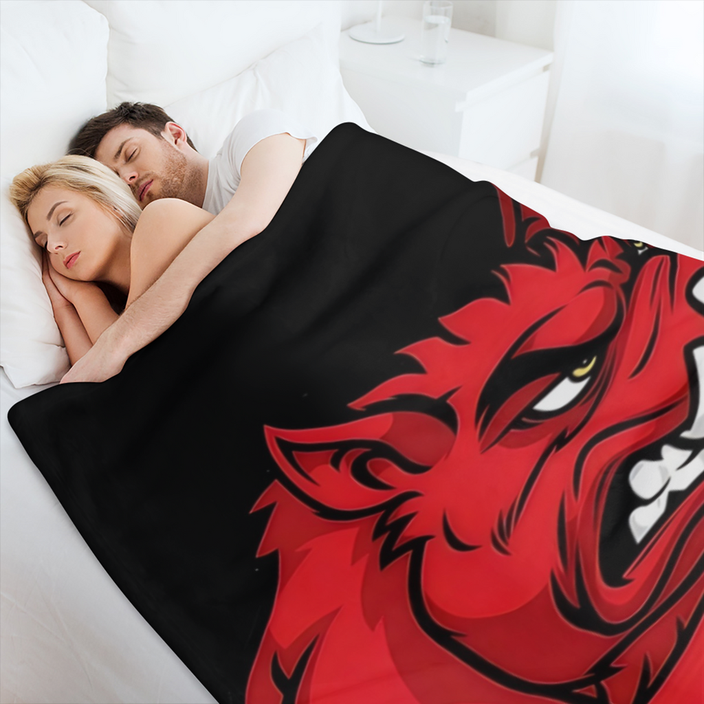 1pc Red Wild Boar Flannel Blanket Cozy Cartoon Style Home Decor for All Ages Soft Warm Polyester Knit Fabric Perfect for Naps Camping Travel and Gifts Camping Essential Playful Pattern Blanket Comfort