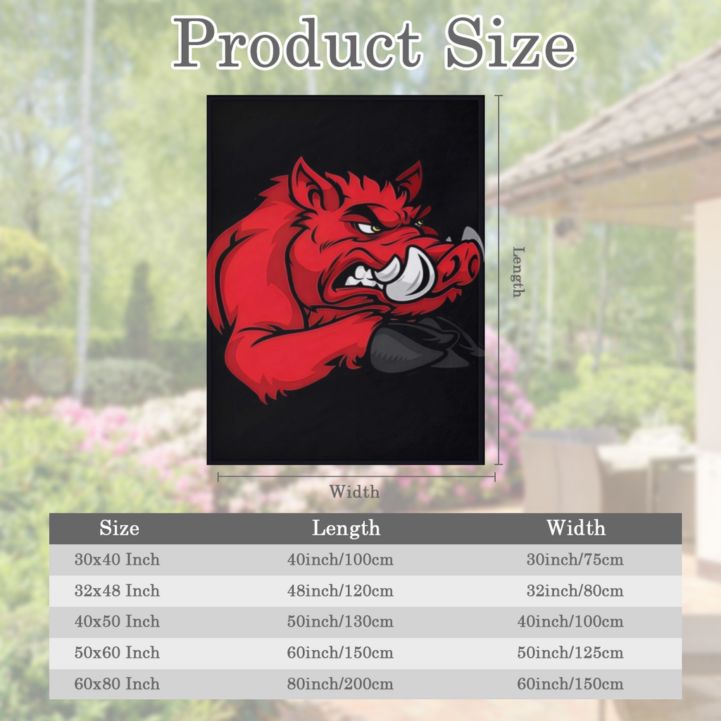 1pc Red Wild Boar Flannel Blanket Cozy Cartoon Style Home Decor for All Ages Soft Warm Polyester Knit Fabric Perfect for Naps Camping Travel and Gifts Camping Essential Playful Pattern Blanket Comfort