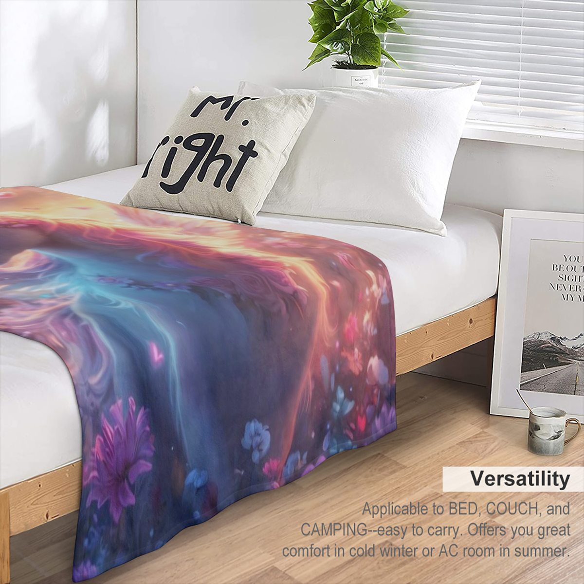 1pc Mythical Creature Design Throw - Cozy Knitted Polyester Flannel Blanket for Couch, Sofa, Travel, Living Room, and Office - Digital Printed Warm Fleece Cover, Perfect Gift for Family or Friends