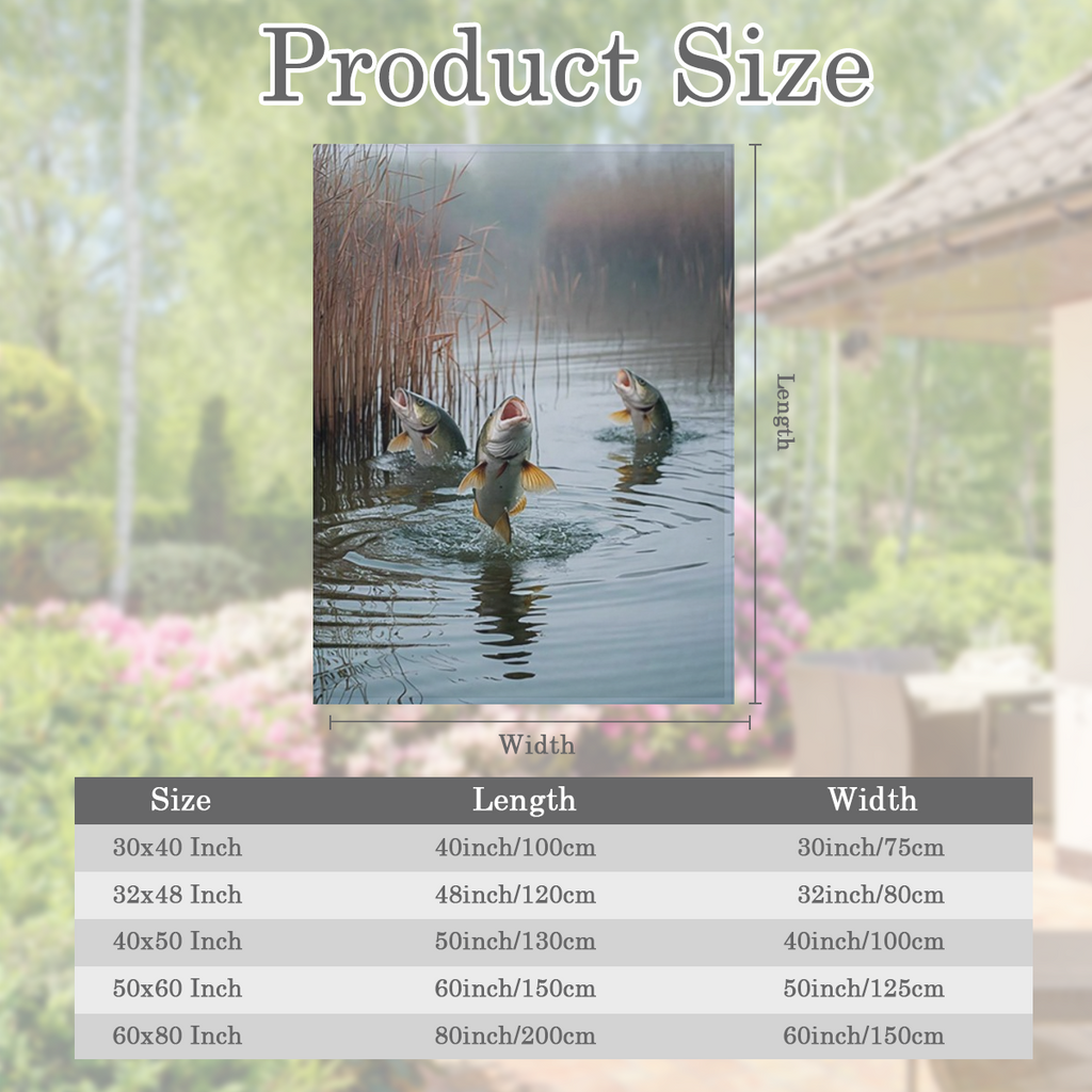 1pc Jumping Fish Blanket Three Fish Pond Print Design Suitable for Bedroom Decor Living Room Decor Bathroom Decor Office Decor Dorm Decor and Guest Room Decor.