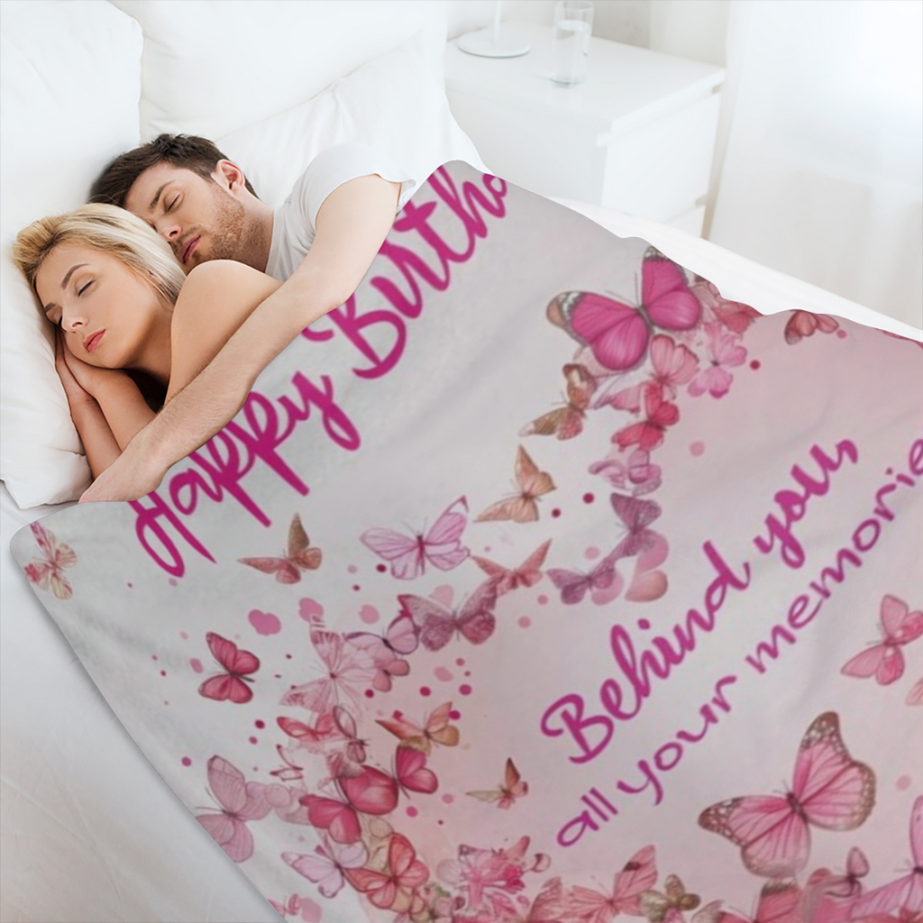 Birthday Gifts, Unique Best Gift Blanket for Women, Pink Butterfly Heart Love Blankets, Ideas for Mom Sister Wife Female Daughter Grandma Lightweight Throw, Happy Festival Party Decor